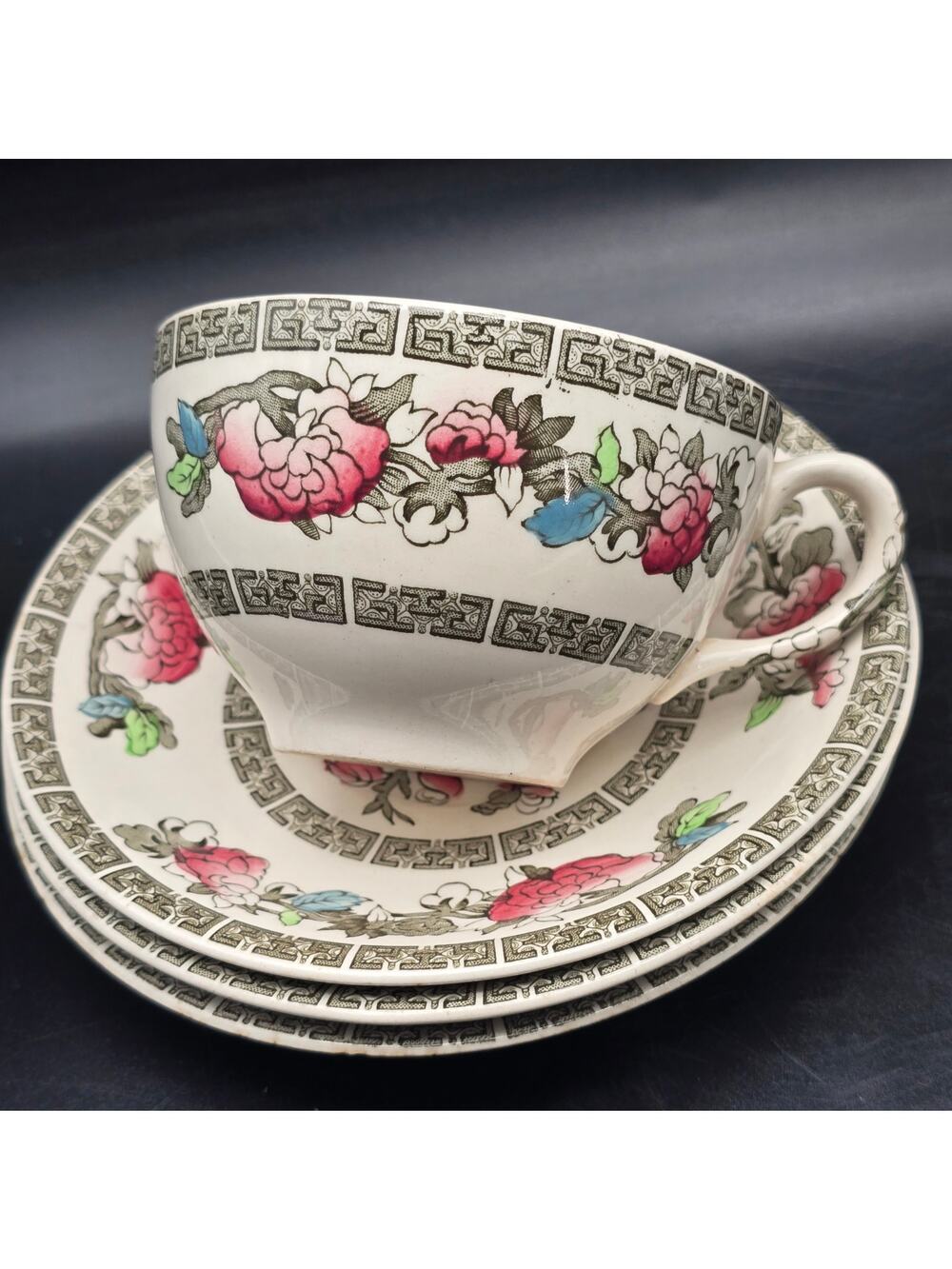 Johnson Bros Indian Tree Tea Cup and Saucer Set of 3 Oriental Floral